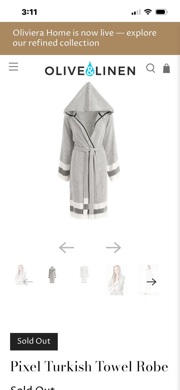 Olive & Linen Pixel Turkish Towel Robe L-XL